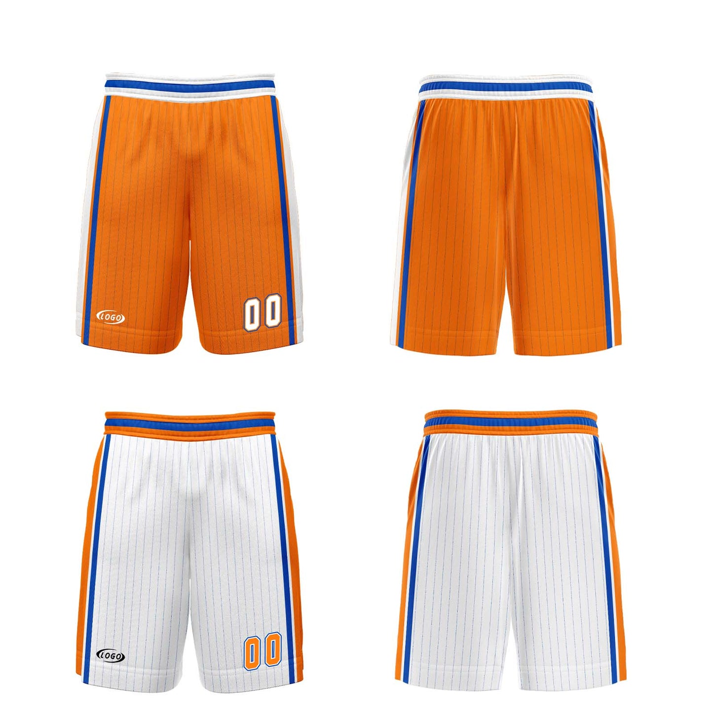 Custom Orange White Blue Reversible Basketball Suit for Adults and Kids Personalized Jersey