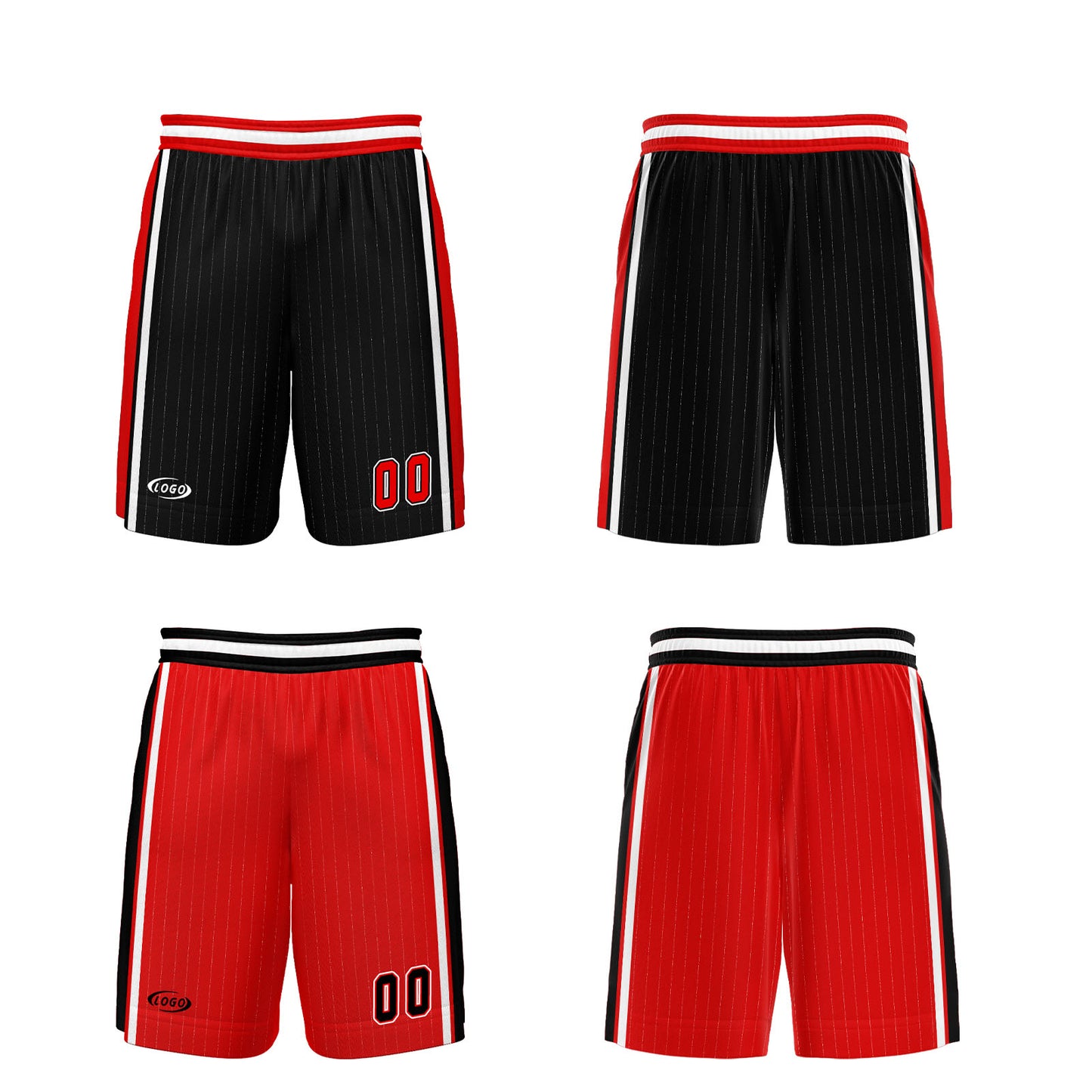 Custom Black Red Reversible Basketball Suit for Adults and Kids Personalized Jersey