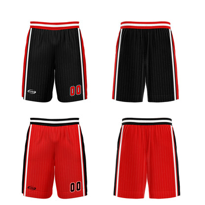 Custom Black Red Reversible Basketball Suit for Adults and Kids Personalized Jersey