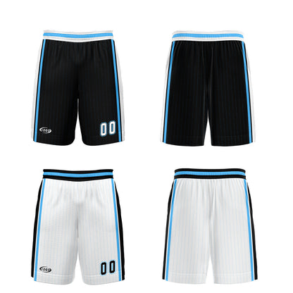 Custom Black White Blue Reversible Basketball Suit for Adults and Kids Personalized Jersey