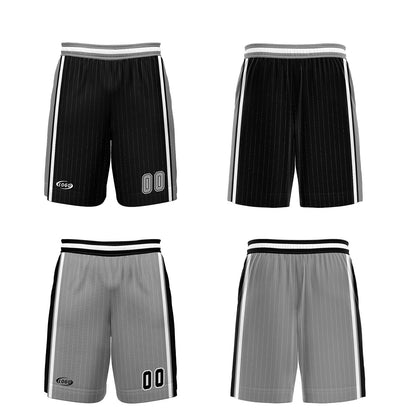 Custom Black Grey Reversible Basketball Suit for Adults and Kids Personalized Jersey