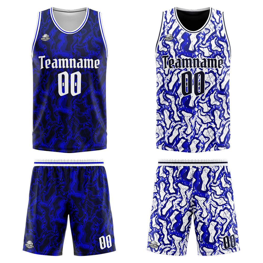 Custom Reversible Basketball Suit for Adults and Kids Personalized Jersey Navy&Royal