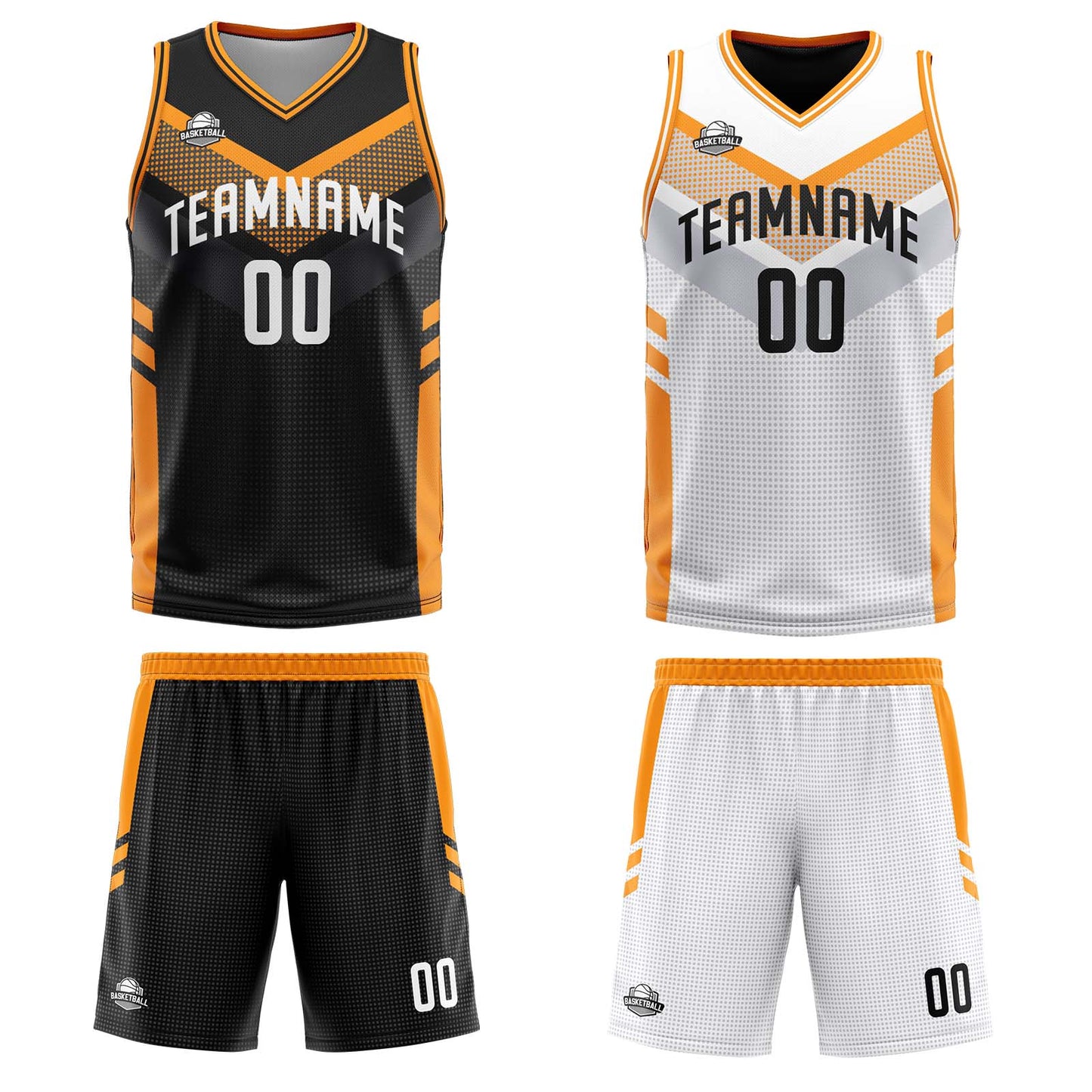 Custom Black Orange Reversible Basketball Suit for Adults and Kids Personalized Jersey