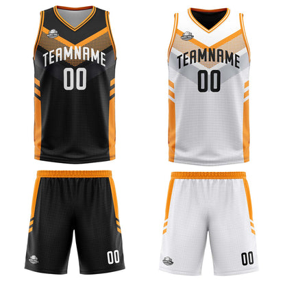 Custom Black Orange Reversible Basketball Suit for Adults and Kids Personalized Jersey