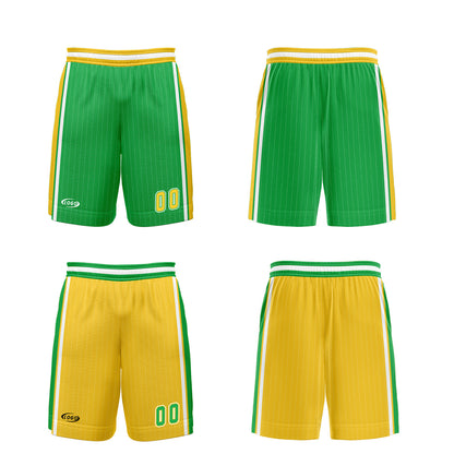 Custom Green Yellow Reversible Basketball Suit for Adults and Kids Personalized Jersey
