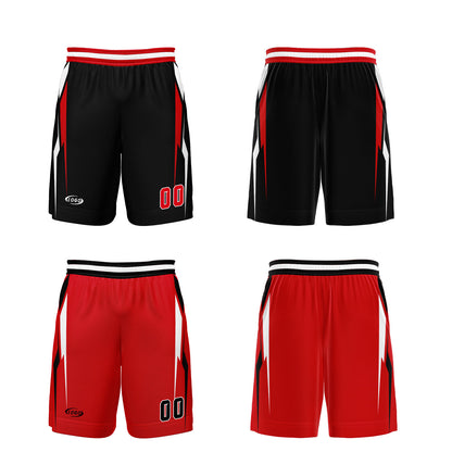 Custom Black Red Reversible Basketball Suit for Adults and Kids Personalized Jersey