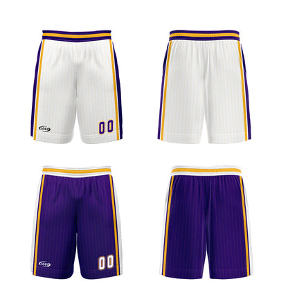 Custom White Purple Yellow Reversible Basketball Suit for Adults and Kids Personalized Jersey