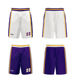 Custom White Purple Yellow Reversible Basketball Suit for Adults and Kids Personalized Jersey