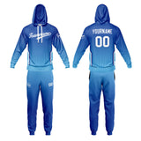 Custom Blue Sports hoodie Sweatshirt Set for Men Women Youth Tops and Pants Set Tracksuit