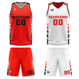 Custom Orange Red White Black Reversible Basketball Suit for Adults and Kids Personalized Jersey