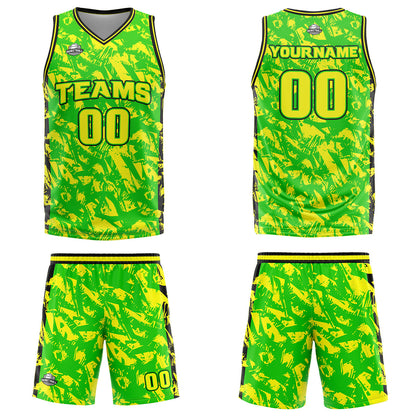 Custom Green Yellow Basketball Jersey Uniform Suit Printed Your Logo Name Number