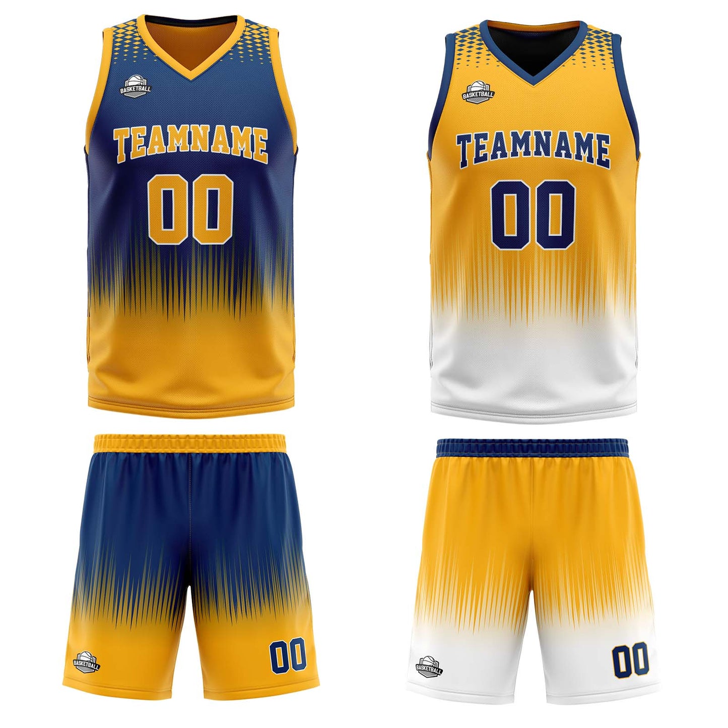 Custom Navy Orange Reversible Basketball Suit for Adults and Kids Personalized Jersey