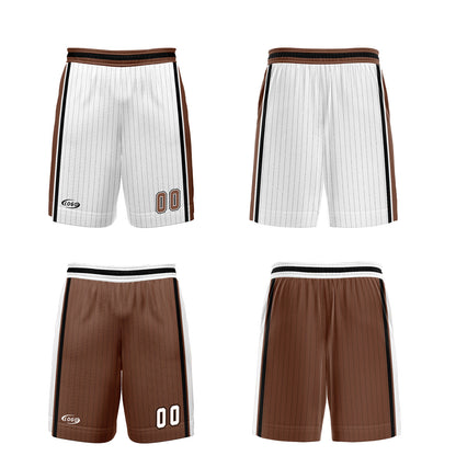 Custom White Brown Reversible Basketball Suit for Adults and Kids Personalized Jersey