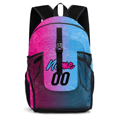 Customize Pink Blue Sports Backpacks Featuring Personalized Names, Numbers and Logos