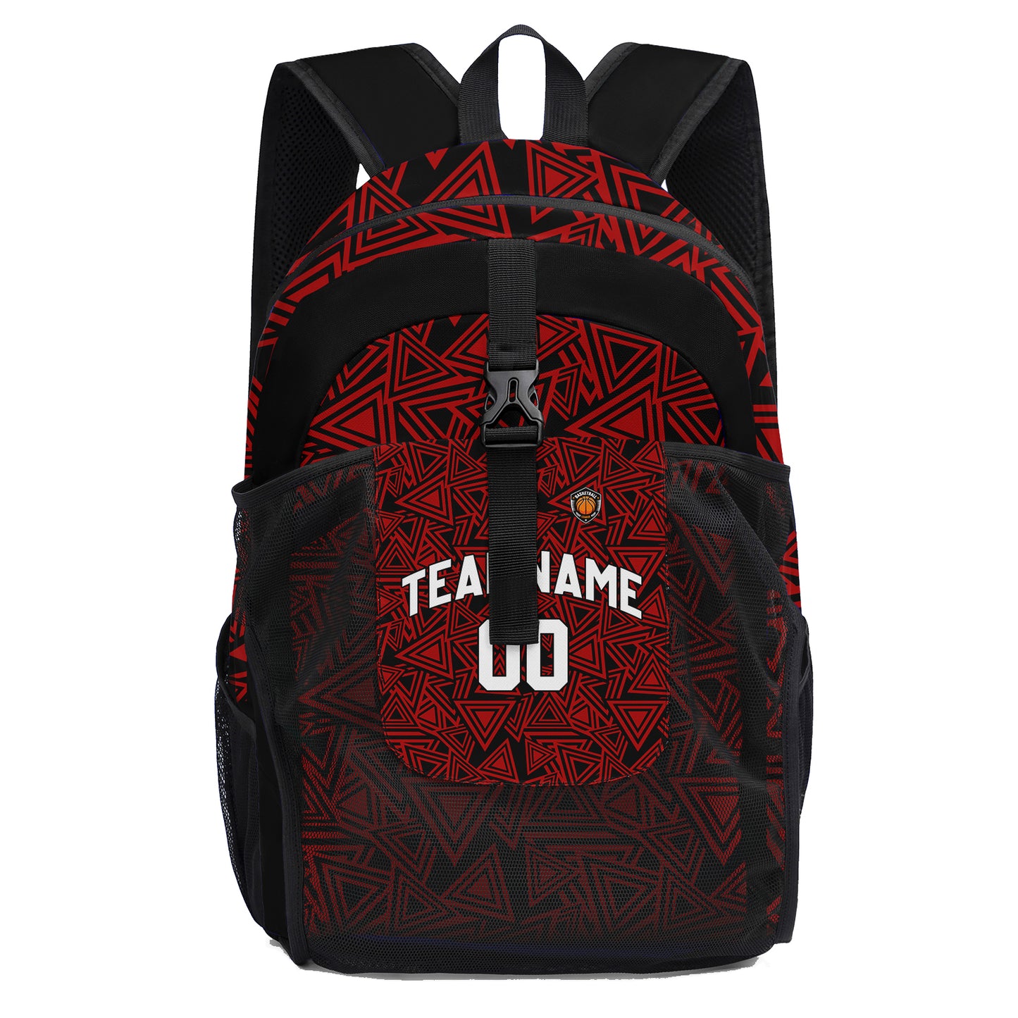 Customize Red White Sports Backpacks Featuring Personalized Names, Numbers and Logos