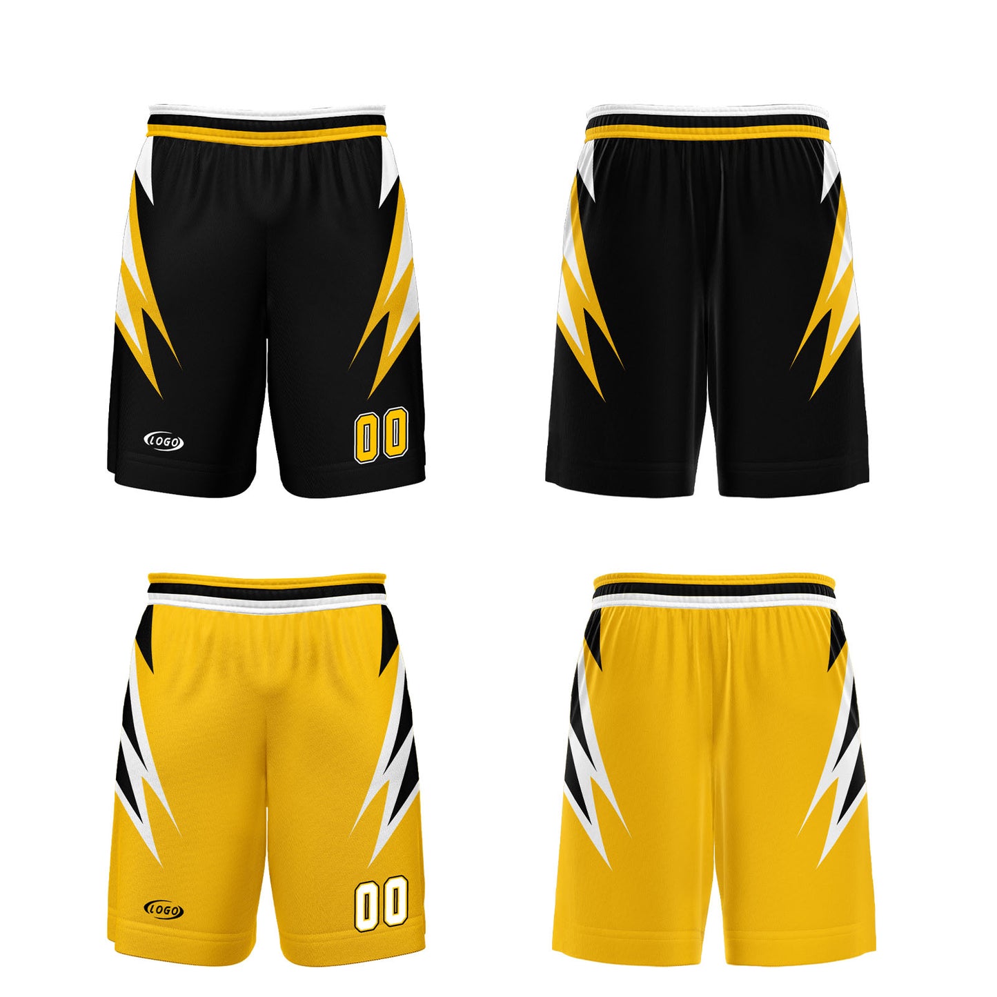Custom Black Yellow Reversible Basketball Suit for Adults and Kids Personalized Jersey