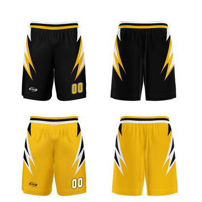 Custom Black Yellow Reversible Basketball Suit for Adults and Kids Personalized Jersey