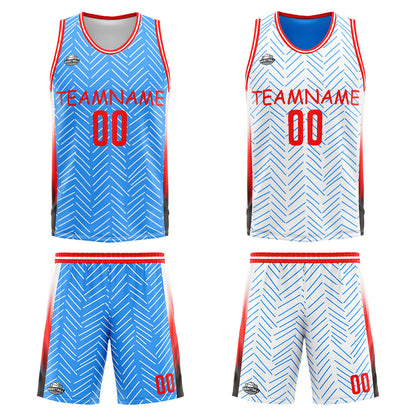 Custom Reversible Basketball Suit for Adults and Kids Personalized Jersey Light Blue&White