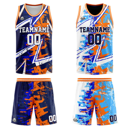 Custom Reversible Basketball Suit for Adults and Kids Personalized Jersey Royal&Orange