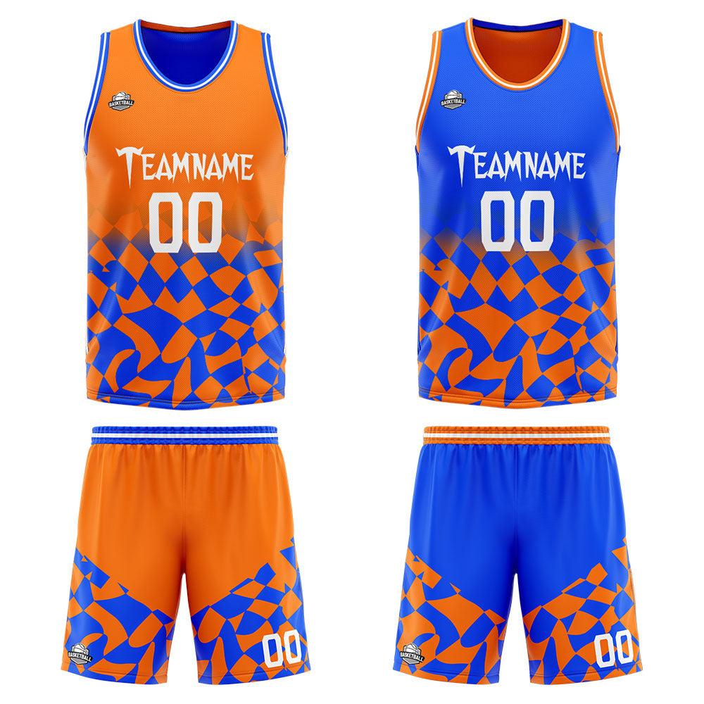 Custom Reversible Basketball Suit for Adults and Kids Personalized Jersey Orange&Royal