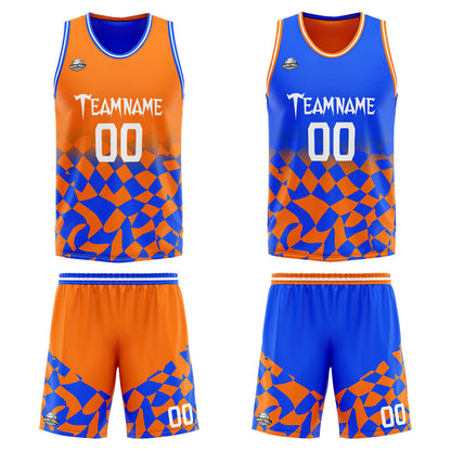 Custom Reversible Basketball Suit for Adults and Kids Personalized Jersey Orange&Royal