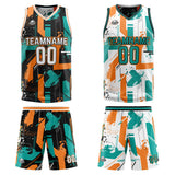 Custom Aqua Orange Reversible Basketball Suit for Adults and Kids Personalized Jersey