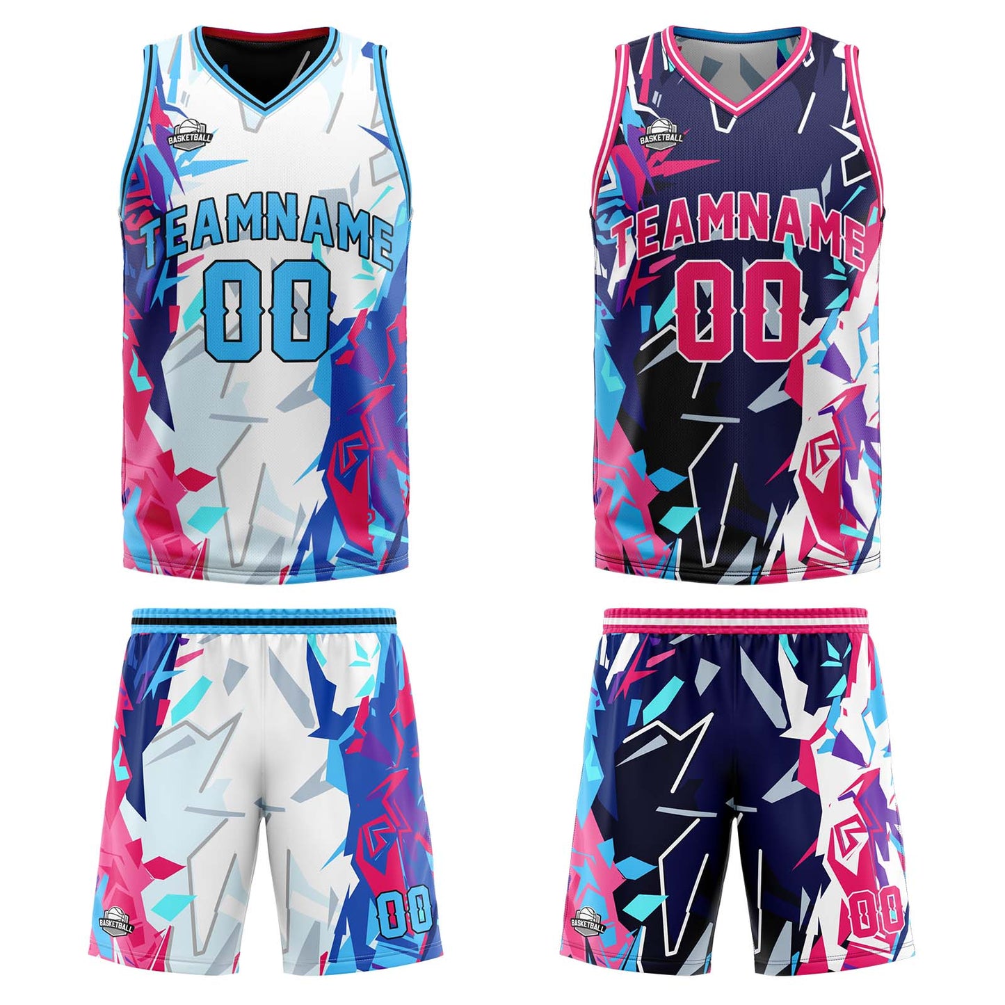 Custom Light Blue Reversible Basketball Suit for Adults and Kids Personalized Jersey