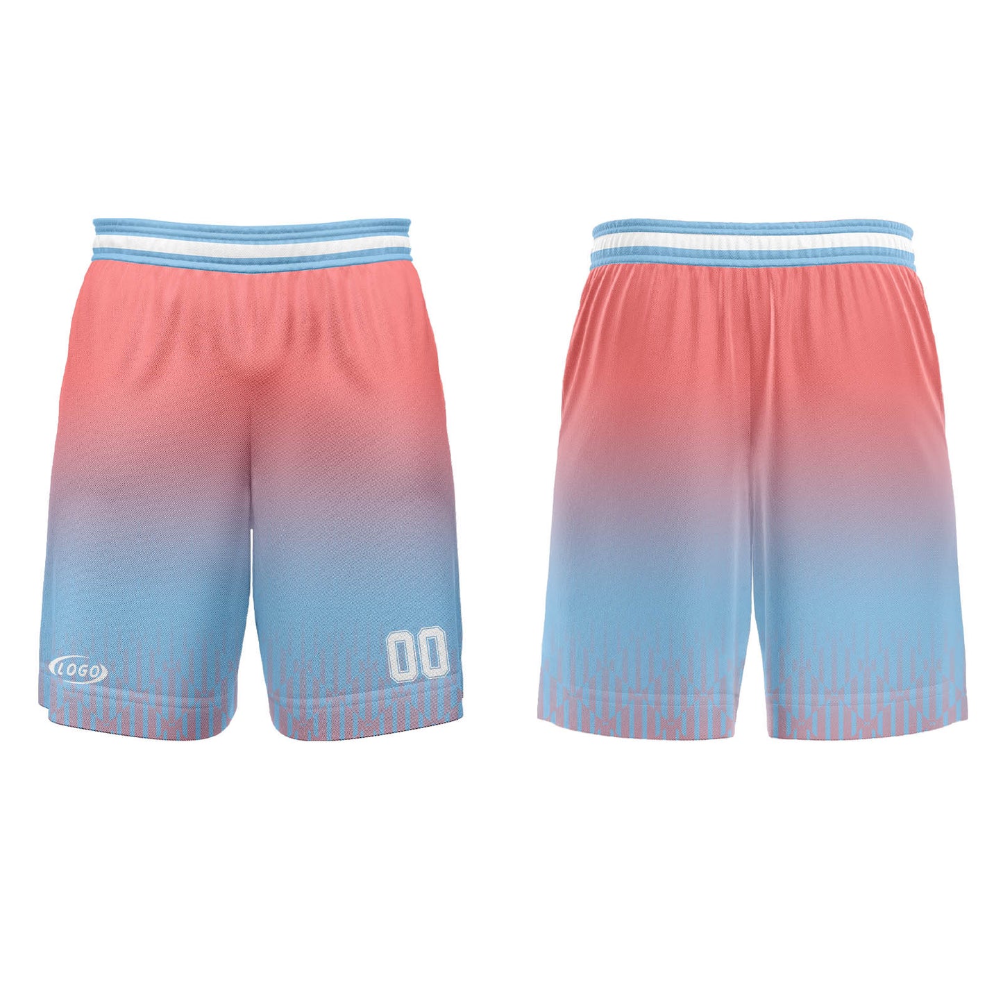 Custom Blue  Pink White Gradient Basketball Jersey Uniform Suit Printed Your Logo Name Number