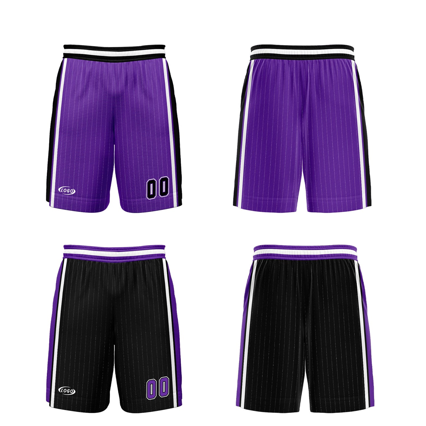 Custom Purple Black Reversible Basketball Suit for Adults and Kids Personalized Jersey