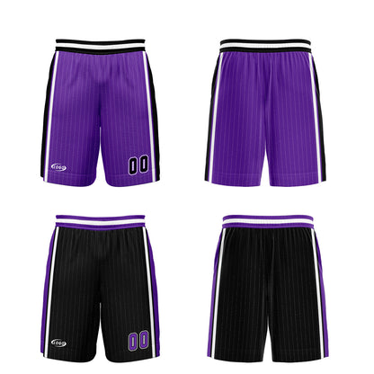 Custom Purple Black Reversible Basketball Suit for Adults and Kids Personalized Jersey