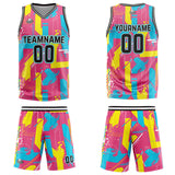 Custom Pink Yellow Basketball Jersey Uniform Suit Printed Your Logo Name Number