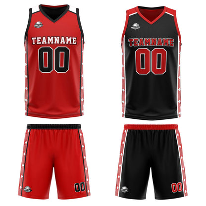 Custom Red Black Reversible Basketball Suit for Adults and Kids Personalized Jersey