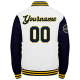 Custom Varsity Jacket Letterman jacket for Men, Women and Youth Marine Weiß Gelb