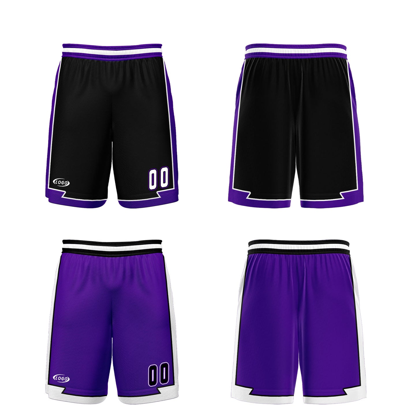 Custom Black Purple Reversible Basketball Suit for Adults and Kids Personalized Jersey