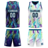 Custom Purple Light Blue Reversible Basketball Suit for Adults and Kids Personalized Jersey