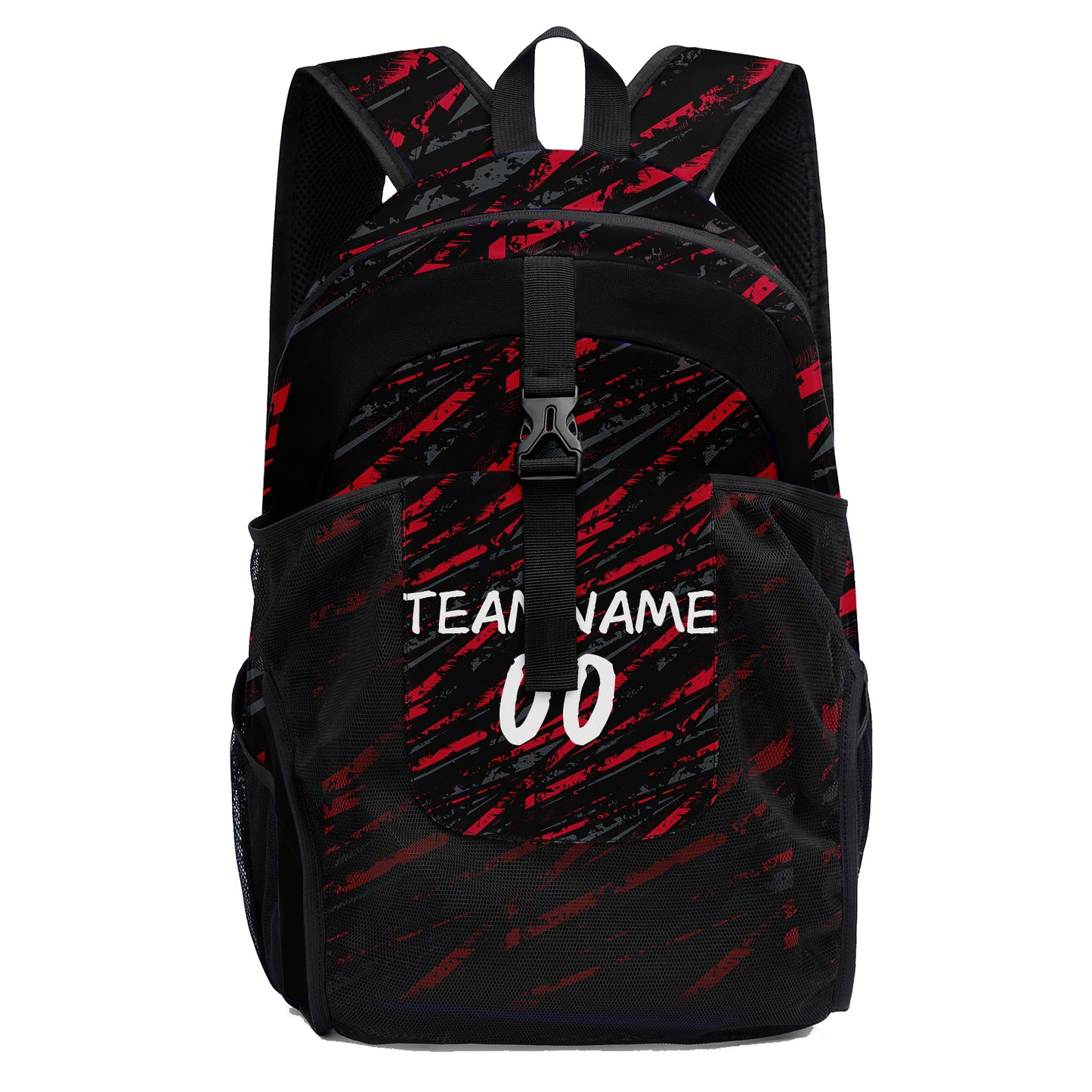 Customize Red Black Sports Backpacks Featuring Personalized Names, Numbers and Logos