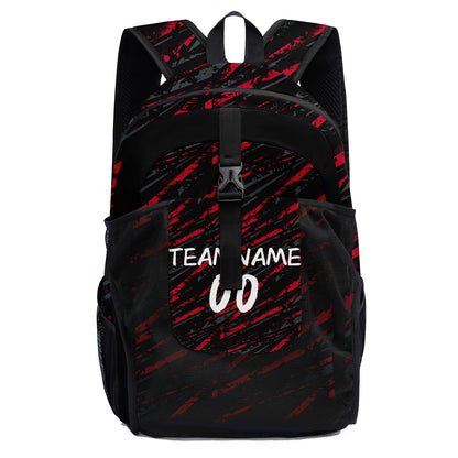 Customize Red Black Sports Backpacks Featuring Personalized Names, Numbers and Logos