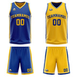 Custom Royal Yellow White Reversible Basketball Suit for Adults and Kids Personalized Jersey