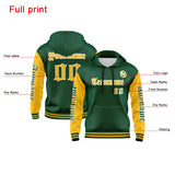 Custom Green Yellow  Hoodie Personalized Mens Pullover Hoodie Printed Team Name Number Logo for Women