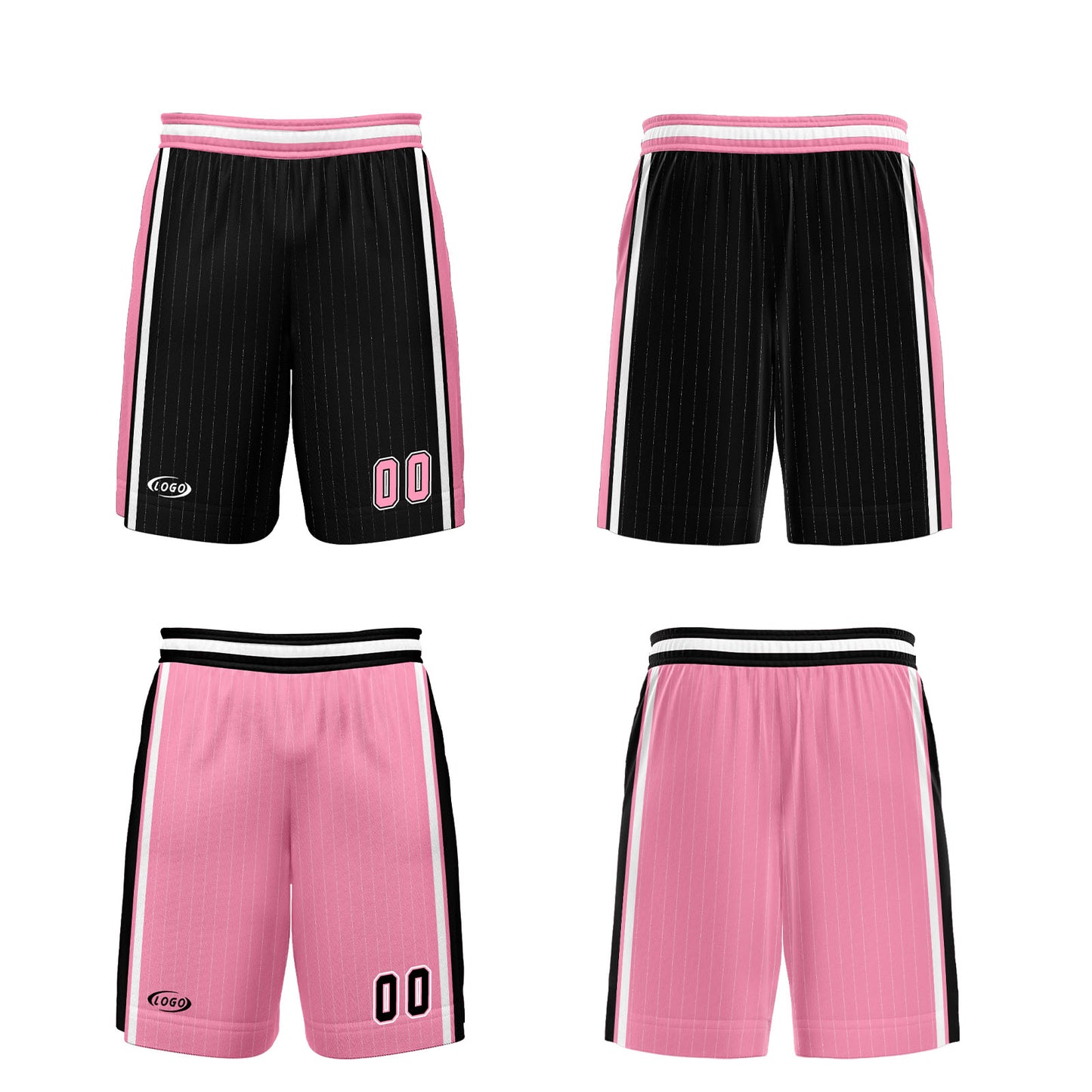 Custom Black Pink Reversible Basketball Suit for Adults and Kids Personalized Jersey