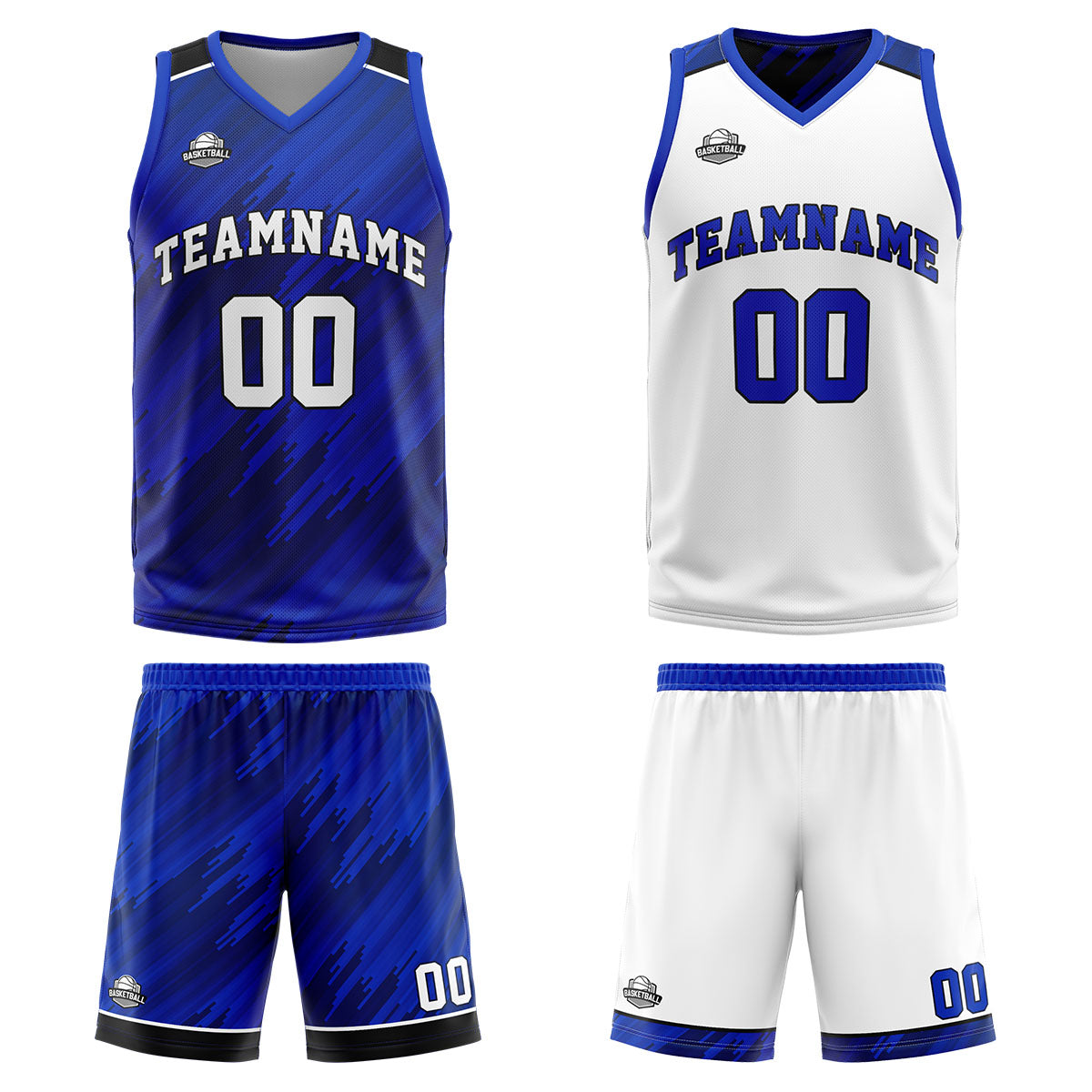 Custom Strip-Type Royal Reversible Basketball Suit for Adults and Kids Personalized Jersey