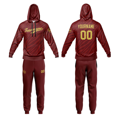 Custom Crimson Sports hoodie Sweatshirt Set for Men Women Youth Tops and Pants Set Tracksuit