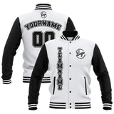 Custom Black White Waterproof Varsity Jackets Personalized Stitched Name Number Logo to Letterman Jackets