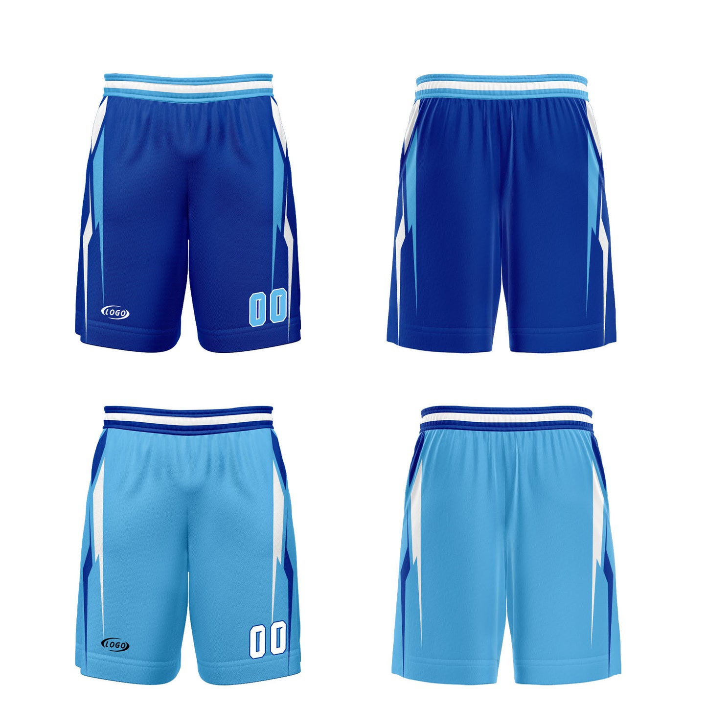 Custom Blue White Reversible Basketball Suit for Adults and Kids Personalized Jersey