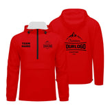 Custom Red Windproof Softshell  Hooded Jacket - Lightweight Full - Zip, Full Print Logos & Texts