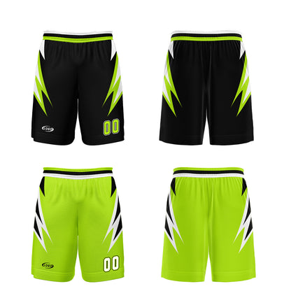 Custom Black Neon Green Reversible Basketball Suit for Adults and Kids Personalized Jersey