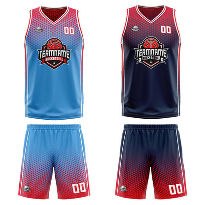 Custom Blue Navy Red Reversible Basketball Suit for Adults and Kids Personalized Jersey