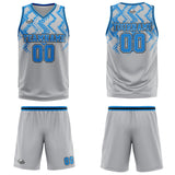 Custom Grey Blue Basketball Jersey Uniform Suit Printed Your Logo Name Number