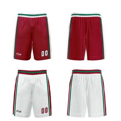 Custom Red White Green Reversible Basketball Suit for Adults and Kids Personalized Jersey