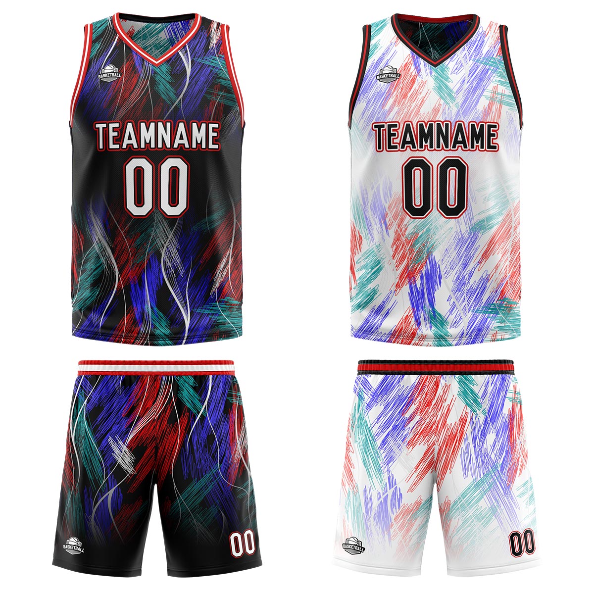Custom Black Red Reversible Basketball Suit for Adults and Kids Personalized Jersey